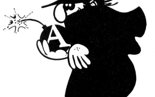Anarchik, personaggio inventato da Roberto Ambrosoli alla fine degli anni Sessanta, qui in una vignetta pubblicata nel 1973 su ‘A rivista anarchica’. Fonte: Archivio G. Pinelli, Milano